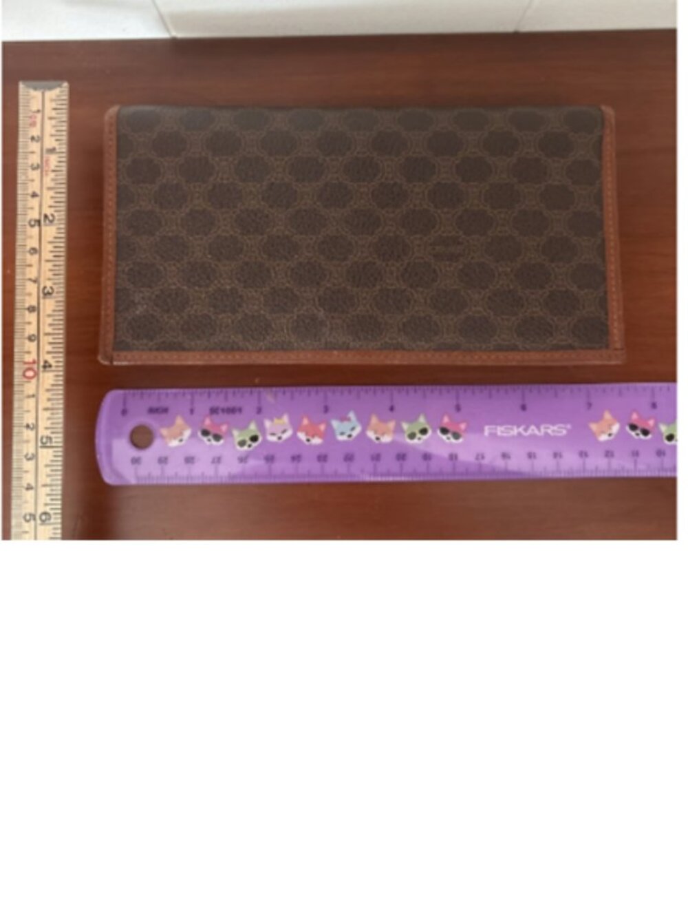 Celine Paris Long Wallet Macadam Brown Bi Fold Snap Coated Canvas Leather Trim - Picture 2 of 16